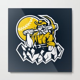 Miner prospector baseball mascot . Metal Print