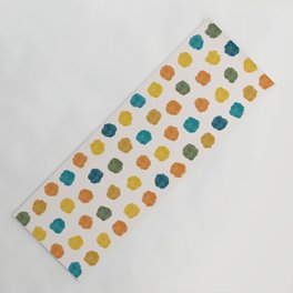 Cheerful Painted Watercolor Dot Pattern in Moroccan Orange Ochre Teal Blue Cream Yoga Mat