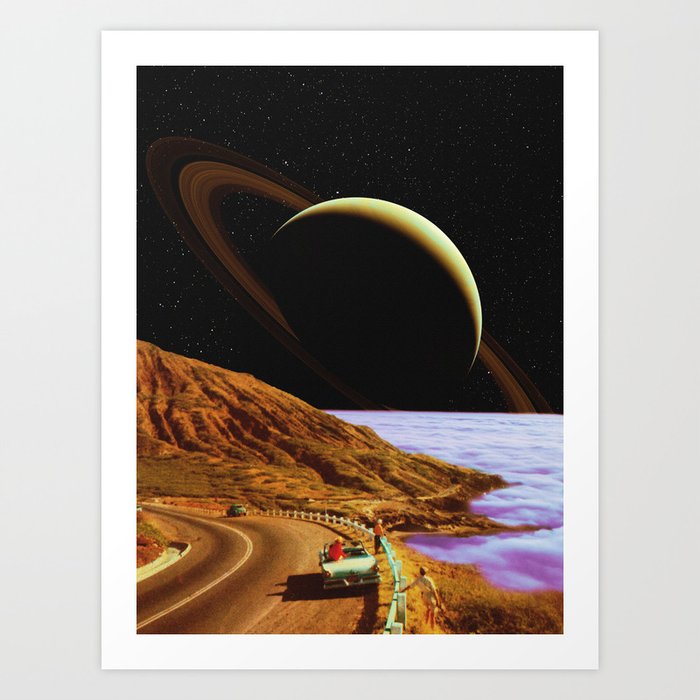 Saturn's Coast - Retro Futurism, Sci-Fi Aesthetic Collage Art Print