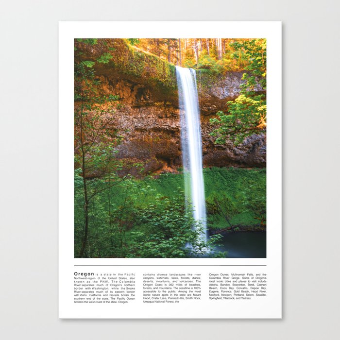 Colorful Waterfall in Oregon Canvas Print