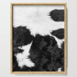 Farmhouse Cowhide in Black and White Serving Tray