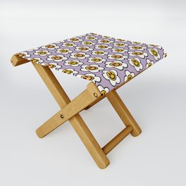 Bold And Funky Flower Smileys Pattern (Muted Lavender BG) Folding Stool