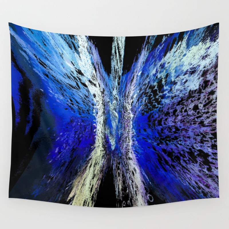 Blue Turquoise Purple White Indigo Butterfly Abstract Digital