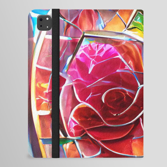 Stained Glass Roses iPad Folio Case