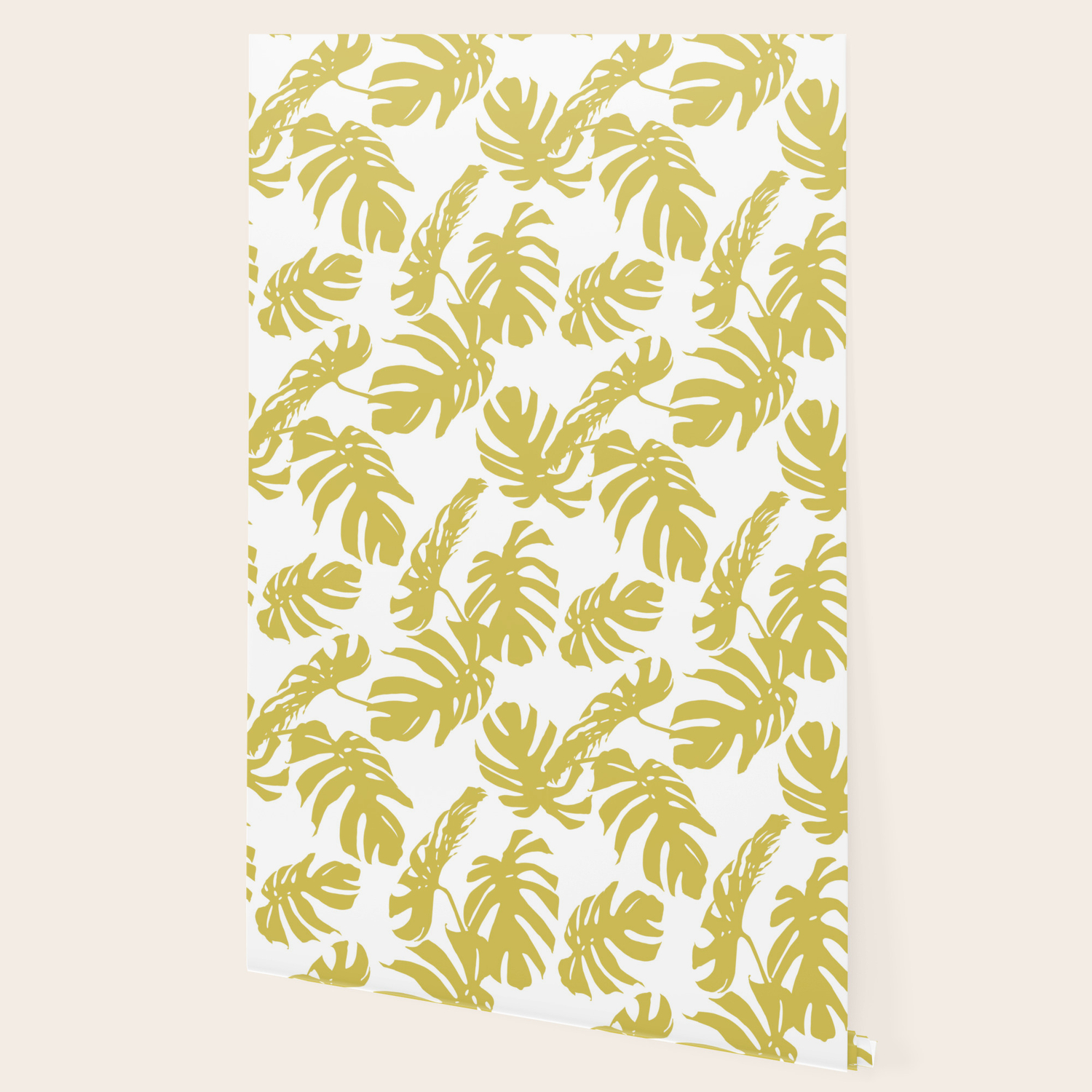 Simply Mod Yellow Palm Leaves Wallpaper