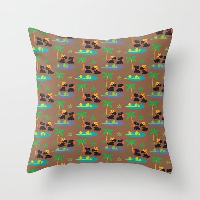 Vintage Scotty Dogs at the Beach Pattern Throw Pillow