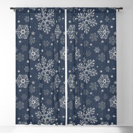 Silver snowflakes on navy Blackout Curtain