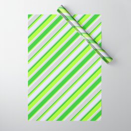 [ Thumbnail: Lime Green, Light Green, Lavender, and Light Gray Colored Lines/Stripes Pattern Wrapping Paper ]