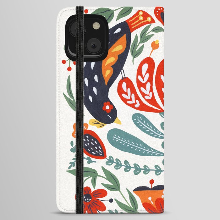 Love Birds Folk Art iPhone Wallet Case