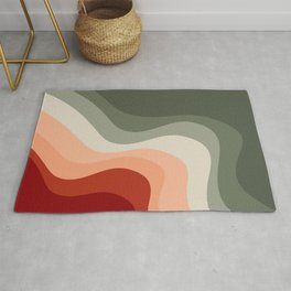 Green and red retro style waves Area & Throw Rug