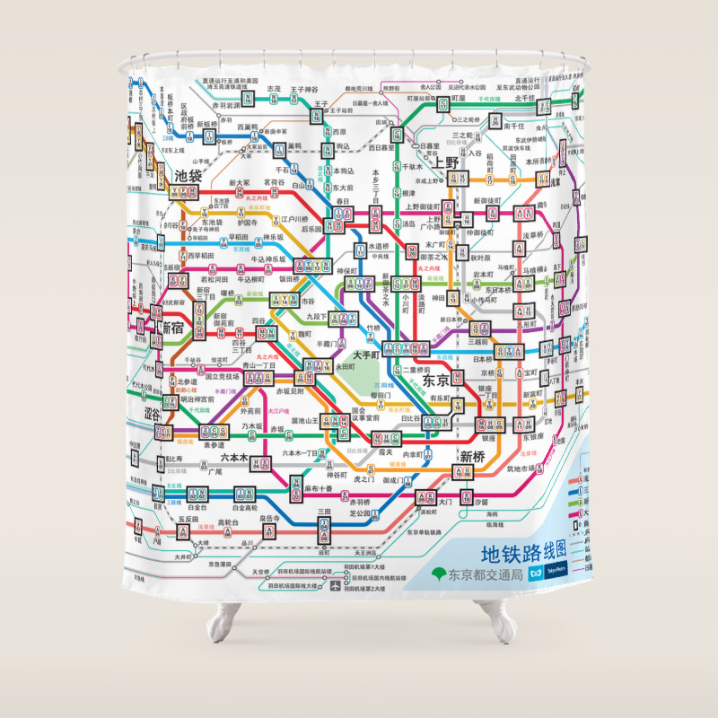 Tokyo Subway Map Shower Curtain By Dizzymoments Society6