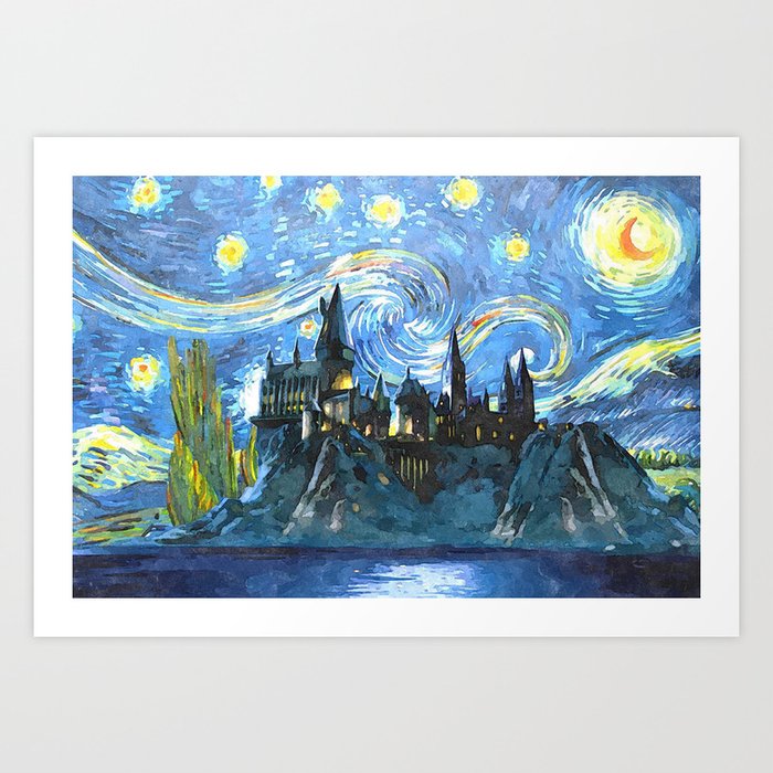 Starry Night Castle Art Print