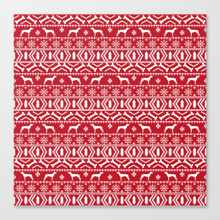 Weimaraner Fair Isle Red And White Christmas Holidays Seasonal Dog Gifts Canvas Print