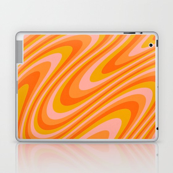 Retro 70s Swirl Pattern Orange Pink Laptop & iPad Skin
