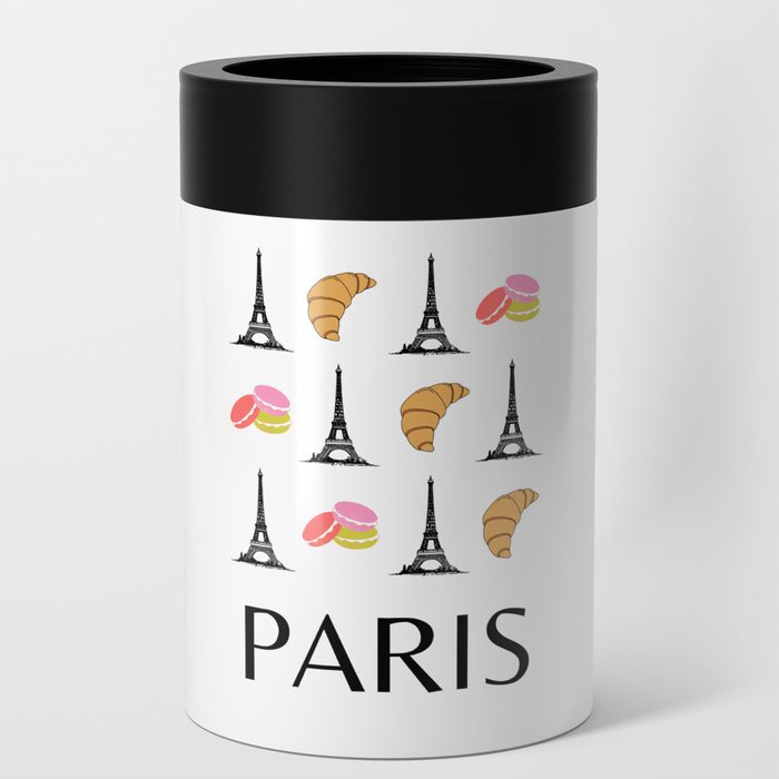 Paris Eiffel Tower Retro Illustration Modern Art Decor Can Cooler