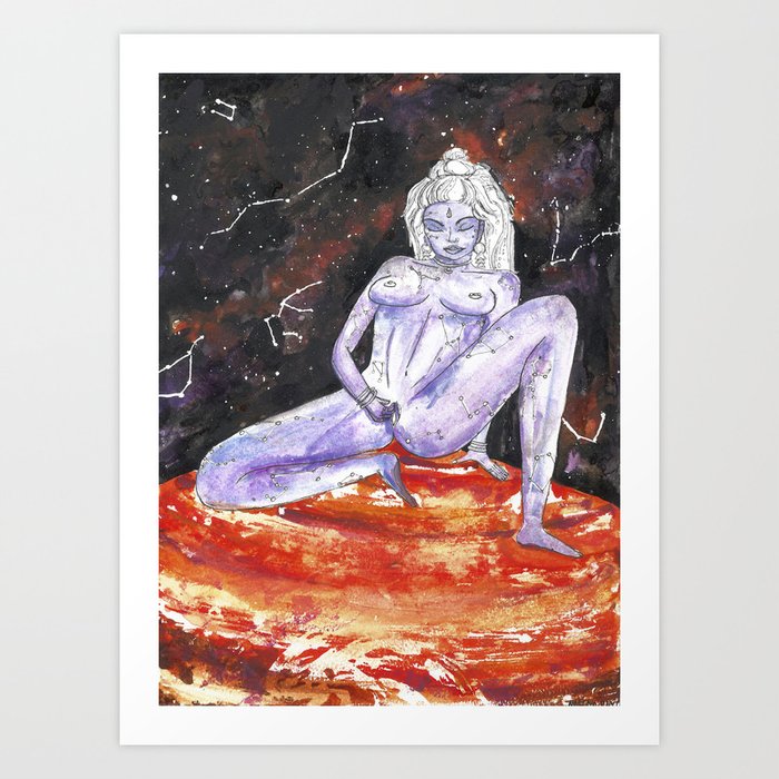 Lavender Star Baby - Constellation Venus Goddess Painting Art Print