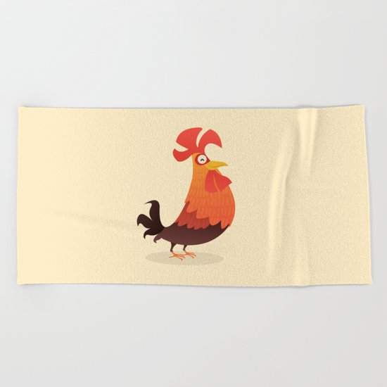 It's Time, Rooster! Beach Towel