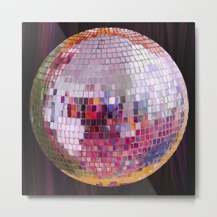 Pink Disco Ball oil painting Metal Print