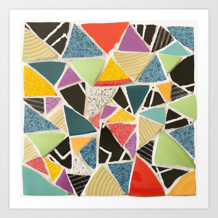 Triangle Treat Mosaic Art Print | Collage, Mosaic, Abstract, Pattern, Mosaic-tile, Colorful