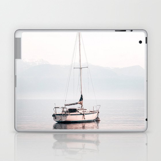 Boat Mountain Lake Pastel Laptop & iPad Skin