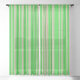 [ Thumbnail: Light Pink & Lime Green Colored Lined Pattern Sheer Curtain ]