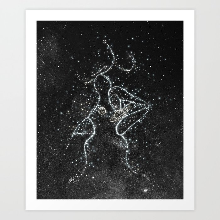 Stars kissing. Art Print
