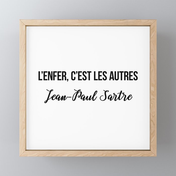 L’enfer, c’est les autres Jean-Paul Sartre Framed Mini Art Print by Moondoo Design | Society6