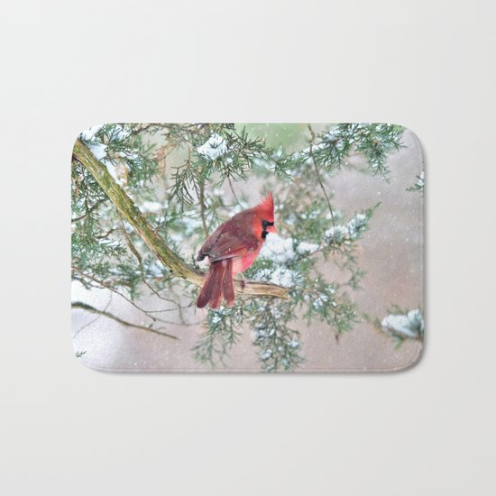Snow Day Cardinal Bath Mat