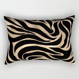Elegant Metallic Gold Zebra Black Animal Print Rectangular Pillow
