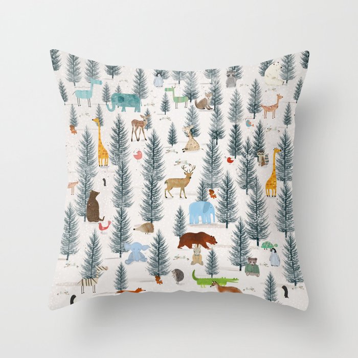 little nature woodland Throw Pillow