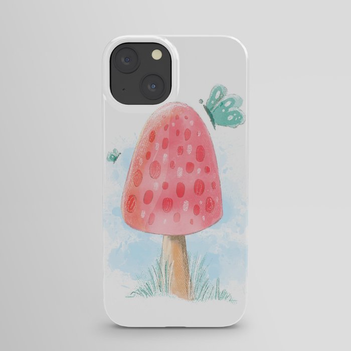 Cute Toadstool - Pretty Mushroom with Butterflies iPhone Case