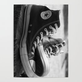 Converse Shoe High Top B&W On Stump Poster