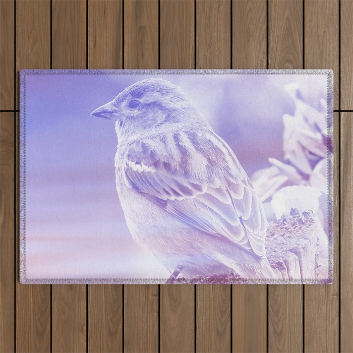 sparrow ethereal aesthetic lavender wildlife bird art altered photography Outdoor Rug