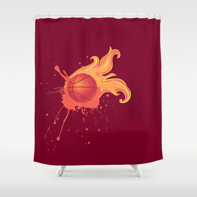 Grunge Flaming Basketball Shower Curtain By Annartshock Society6