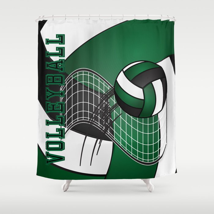 Volleyball Game - Dark Green Shower Curtain
