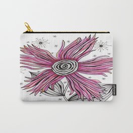 My Funky Valenting - Zentangle Pink Flower Carry-All Pouch | Popart, Flower, Painting, Valentines, Streetart, Drawing, Love, Illustration, Blossoms, Pattern 