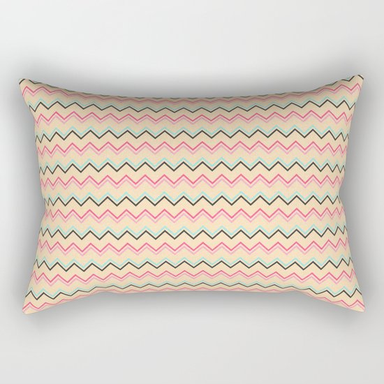 Pink And Blue Chevron Geometric Pattern Rectangular Pillow