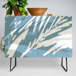 SOFT ABSTRACT BLUE PALM LEAF AT THE BEACH Credenza