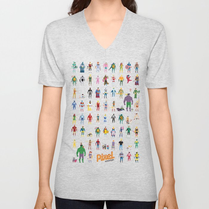 Pixel Nostalgia V Neck T Shirt