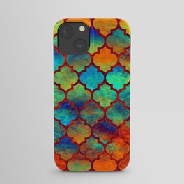 Moroccan pattern colorful mermaid scale tiles iPhone Case