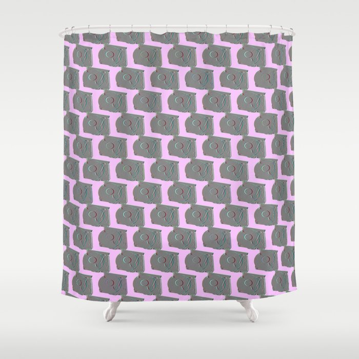 Psychedelic Record Player with Lavender backdrop Shower Curtain