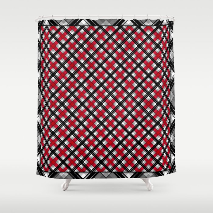 Tartan Red Black Gray Shower Curtain By Decoli