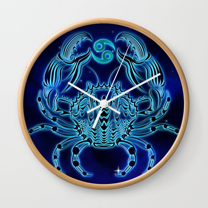 Astrology Horoscope Cancer Zodiac Blue Wall Clock