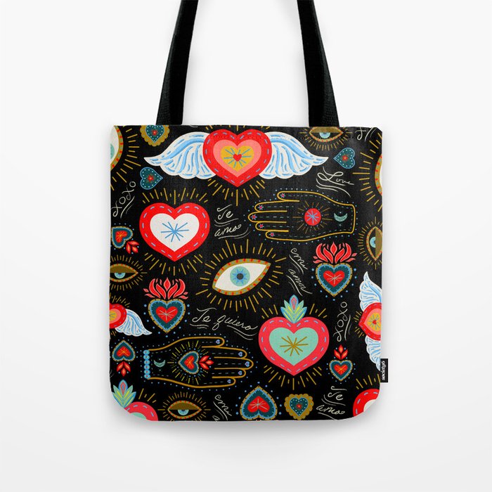 Milagro Love Hearts - Black Tote Bag