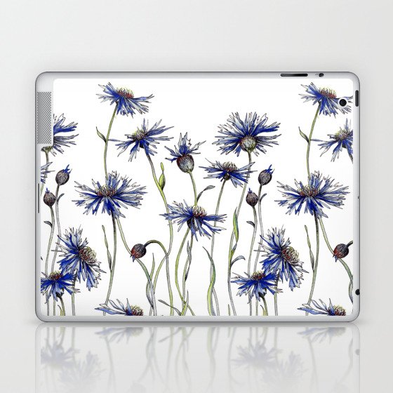 Blue Cornflowers, Illustration Laptop & iPad Skin
