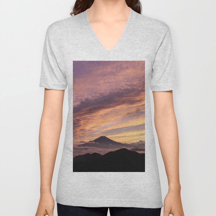 Mount Fuji I V Neck T Shirt