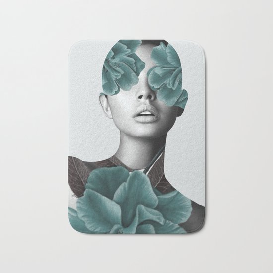 Floral Portrait (woman) Bath Mat