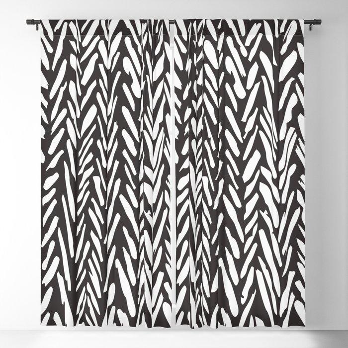 Tribal Herringbone Mudcloth Pattern Black And White Blackout Curtain By Allie Society6