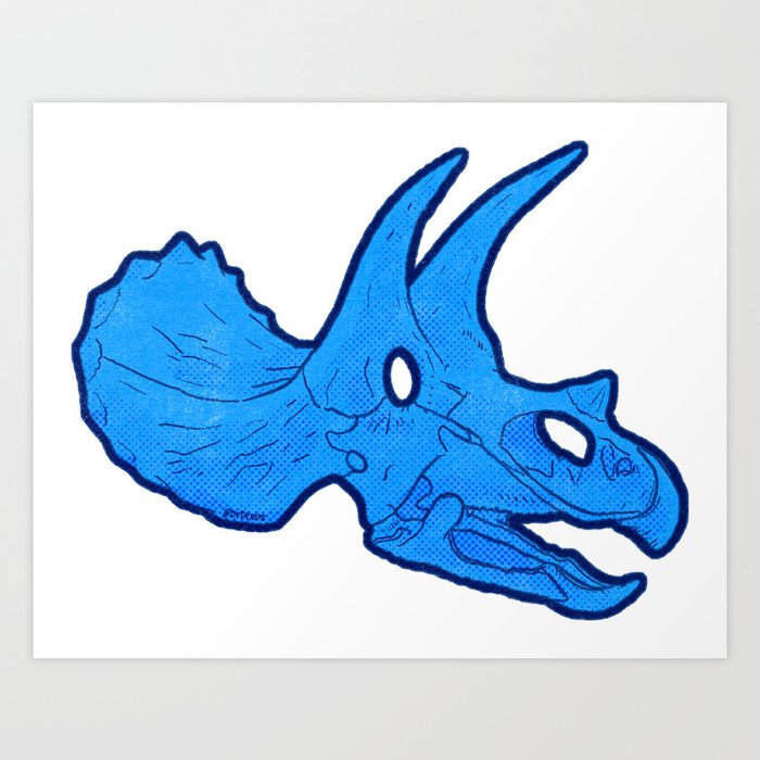 Blue triceratops skull Art Print by Andre Gascoigne | Society6