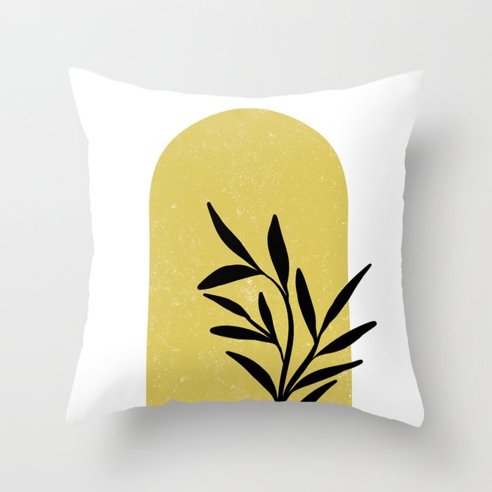 Terracotta Mid Century Abstract Yellow Throw Pillow